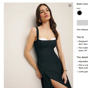 Reformation Bekki Linen Dress Black - Size 2